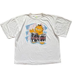 Vintage 70s Garfield T Shirt Mens Size L White London England